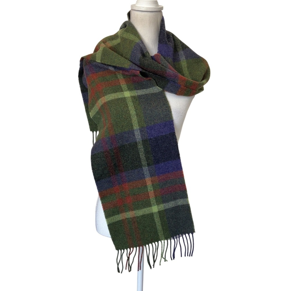 John Hanly 100% Plaid Wool Scarf Made in Ireland